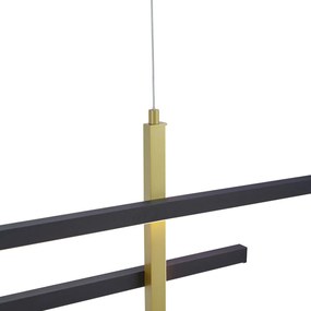 Lampada a sospensione di design H nera con oro con LED dimmerabile a 3 livelli - Joy