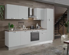 Cucina montata Dora DX L.300cm piano GAS + FRIGO bianco L 300 cm