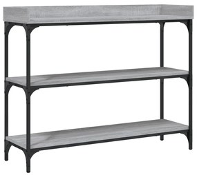 Tavolino consolle con ripiani grigio sonoma 100x30x80 cm