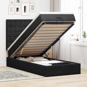 Struttura Letto Pouf Con Materassi Nero 90x190 Cm İn Velluto /
