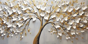 Quadro su tela – Albero dorato con fiori