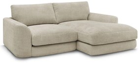 Divano angolare beige (con penisola a destra/con chaise lounge) con rivestimento in ciniglia Leonore – Bobochic Paris