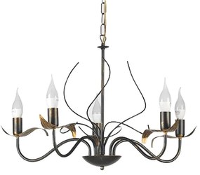 Lampadario Neoclassico Lampadario Neoclassico Bugia 5x E14 nero paralume nero 5x E14 Ø60cm
