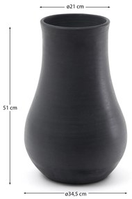 Kave Home - Vaso Silaia in terracotta con finitura in nero 34 cm