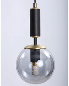 Lampada a sospensione grigio-nera con paralume in vetro ø 15 cm Hector - Squid Lighting