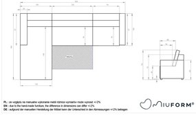 Divano angolare componibile beige allungabile/con contenitore (con penisola a sinistra) Lulu – Miuform