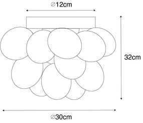 Plafoniera Art Déco nera con vetro opalino 3 luci - Uvas