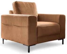 Poltrona in velluto a coste arancio-marrone Lofty Lilly - Miuform