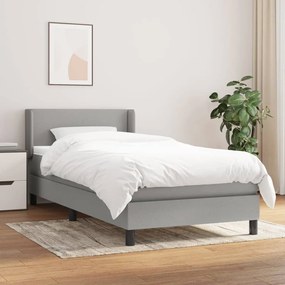 Giroletto A Molle Con Materasso Grigio Chiaro 90x200 Cm Tessuto /