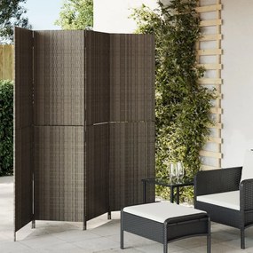 Divisorio Per Ambienti A 4 Pannelli Grigio İn Polyrattan /