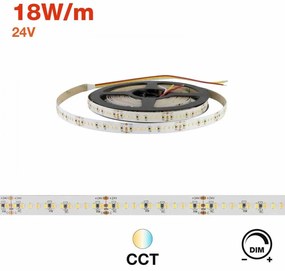 Striscia LED Professional CCT (Bianco Variabile) 2216/240 - IP20 - 18W/m - 5m - 24V Colore Bianco Variabile CCT