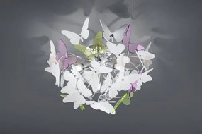 Butterfly plafoniera cromata con farfalle incluso kit colorato e bi...