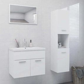 Set Mobili Da Bagno Bianco İn Legno Multistrato /