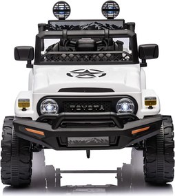 Macchina Elettrica per Bambini Fuoristrada Toyota Fj Cruiser 12V Telecomando Ruote in Gomma e Sedile in Pelle Bianco...