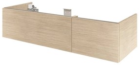 Mobile da bagno sospeso sotto lavabo L 135 x H 32 x P 48 cm rovre naturale, 2 cassetti 1 anta con cassetto Neo, Maniglie acquistabili separatamente