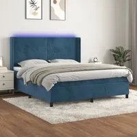 Letto a Molle con Materasso e LED Blu Scuro 160x200 cmcod mxl 123357