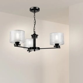 Lampadario a catena ROSA 3xE27/60W/230V nero/grigio