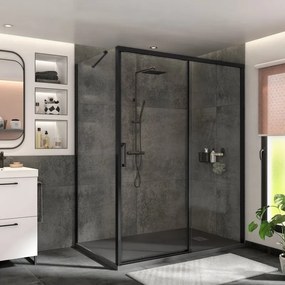 Porta doccia scorrevole Remix, L 136.5-140.5 cm x H 195 cm x SP 8 mm, profilo nero