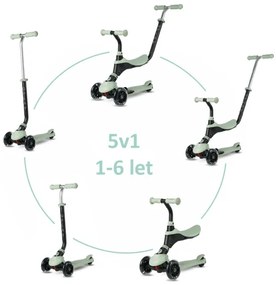 QPlay - Monopattino per bambini con ruote LED 5 in 1 SEMA PRO verde