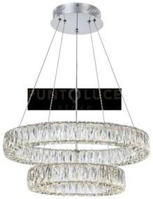Crystal ring sospensione doppia, led 57,6w 3600lm 3000k, dimmerabil...