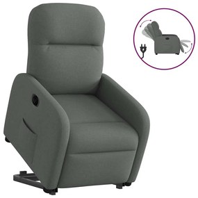 Poltrona Alzapersona Reclinabile Elettrica Grigio Scuro Tessuto /