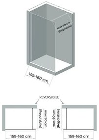 Doccia Walk-In 160 cm trasparente 6 mm profilo cromo H 200 cm Klug