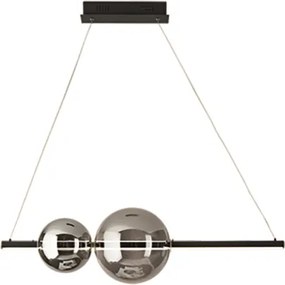 Lampada a sospensione FUFI a LED in metallo D100 cm con 2 diffusori a palla NERO