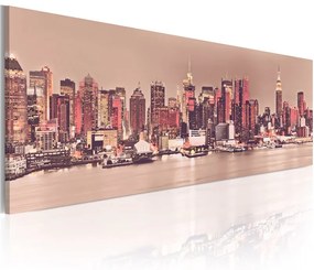 Quadro New York  City of Light  Colore Giallo, Dimensioni e Misure 135x45