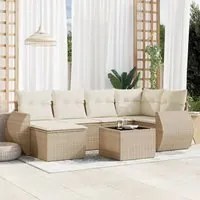 Set Divani da Giardino 7 pz con Cuscini Beige in Polyrattan 3254005