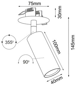Brosline 3253 - Faretto da incasso per controsoffitto ACE 1xGU10/4W/230V bianco