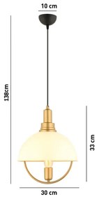 Lampadario a sospensione con cavo MONZA 1xE27/40W/230V Ø 30 cm crema/oro