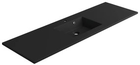 Lavabo a incasso rettangolare vasca centrale Neo L 151 x H 11.2 x P 48.5 cm in composito minerale di resina gelificata nero opaco