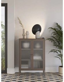 Vetrina grigia in metallo 70x100x40 cm Layna – Marckeric