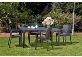 Sedia da esterno Damols, Seduta da giardino, Sedia per tavolo da pranzo, Poltrona outdoor effetto rattan, 100 % Made in Italy, 54x60h82 cm, Antracite