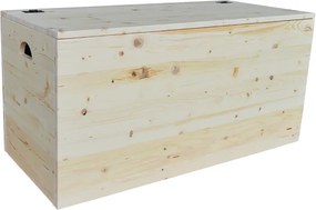 Cassapanca pouf contenitore in legno massello NATURALE cm 98