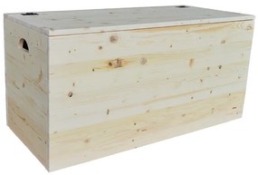 Cassapanca pouf contenitore in legno massello NATURALE cm 98