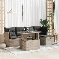 Set Divano da Giardino 6 pz con Cuscini Grigio in Polyrattan 3326141