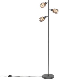 Lampada da terra di design nera con oro 3 luci - Noud