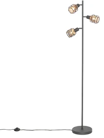 Lampada da terra di design nera con oro 3 luci - Noud