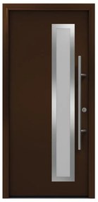 Portoncino d'ingresso HORMANN Iso Pro Secur 730s con vetro L 90 x H 210 cm in acciaio marrone, apertura tirare a destra