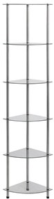 Scaffale a 6 livelli trasparente 30x30x160 cm vetro temperato