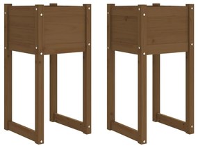 Fioriere 2 pz Miele 40x40x81 cm in Legno Massello di Pino