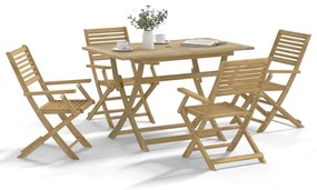 Set Da Pranzo Per Giardino 5 Pz İn Legno Massello Di Acacia /