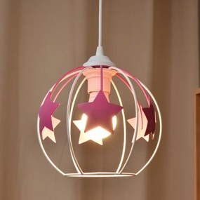 Lampadario a sospensione per bambini STARS 1xE27/15W/230V rosa/bianco