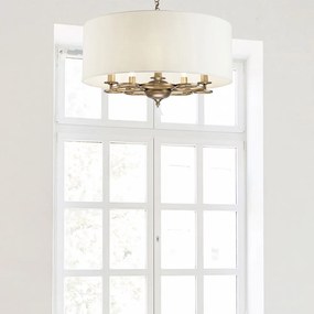 Lampadario Contemporaneo Anna Metallo Oro 5 Luci Diffusori In Pvc Crema