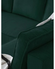 Divano letto angolare in velluto a coste verde scuro Brave Dave - Miuform