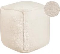 Pouf quadrato in iuta e poliestere beige chiaro con motivo astratto