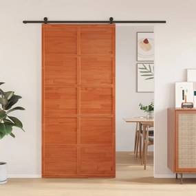 Porta Del Granaio Marrone 100x208 Cm İn Legno Massello Di Pino /