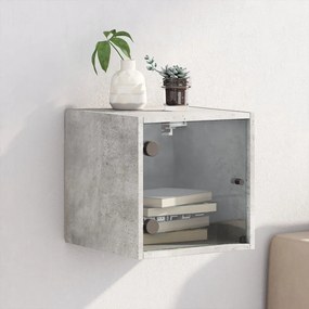 Comodino Con Anta İn Vetro Grigio Cemento 35x37x35 Cm /