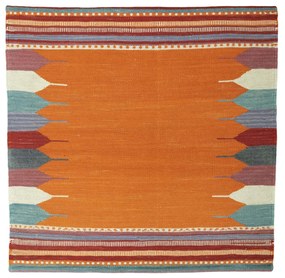 Kilim Tappeto 90x90 Giallo (Iran) Tessuto A Mano